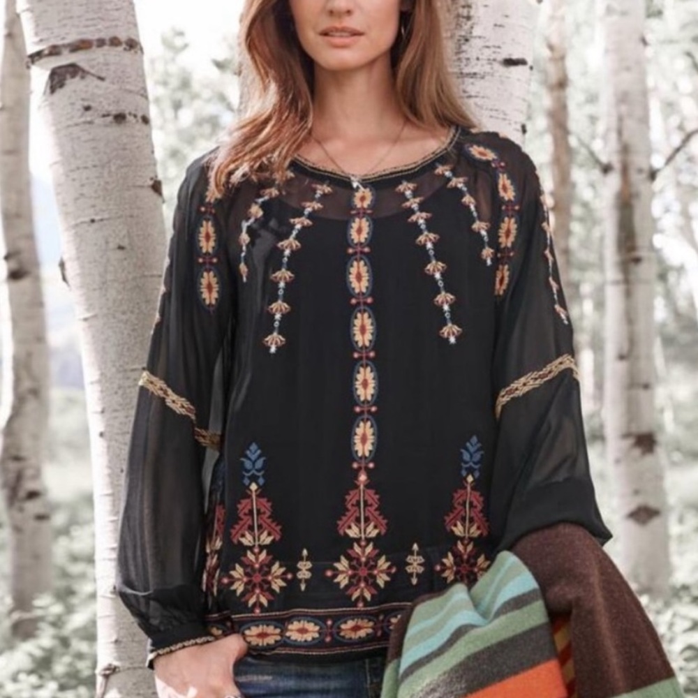 *NEW* Sundance Mythical Spirit Silk Embroidered Top